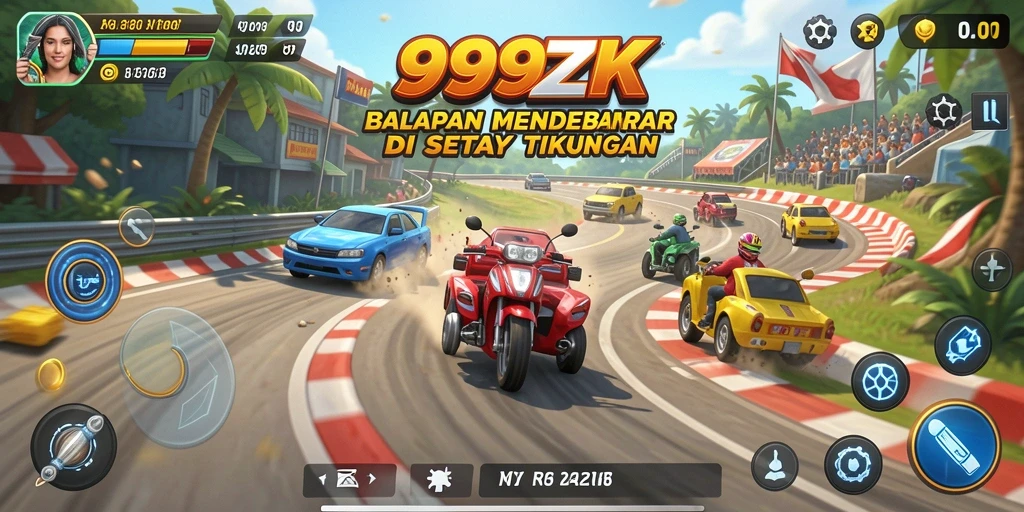 Gameplay Racing mendebarkan di 999ZK dengan mobil dan lintasan yang menakjubkan.