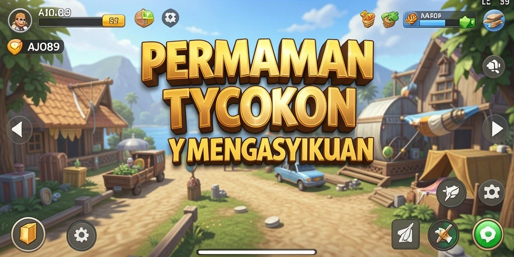 Screenshot AJO89 menampilkan gameplay manajemen Tycoon yang seru.