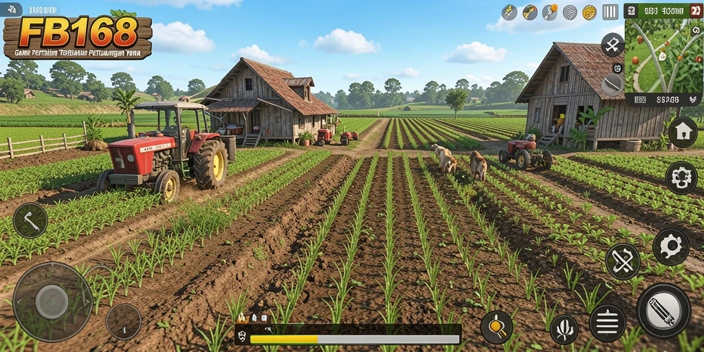 Screenshot FB168 menampilkan gameplay seru di ladang pertanian.