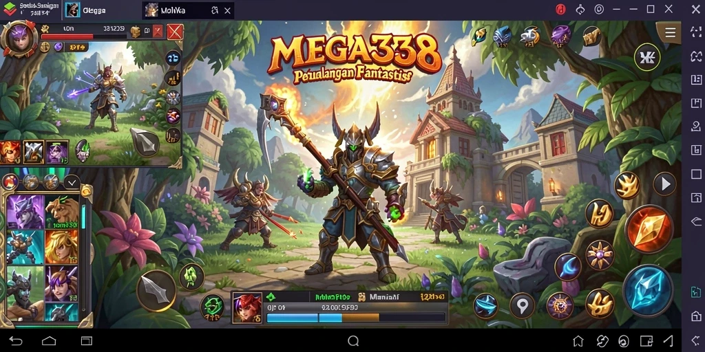 Screenshot utama MEGA338 menampilkan aksi seru dalam pertarungan MMORPG.
