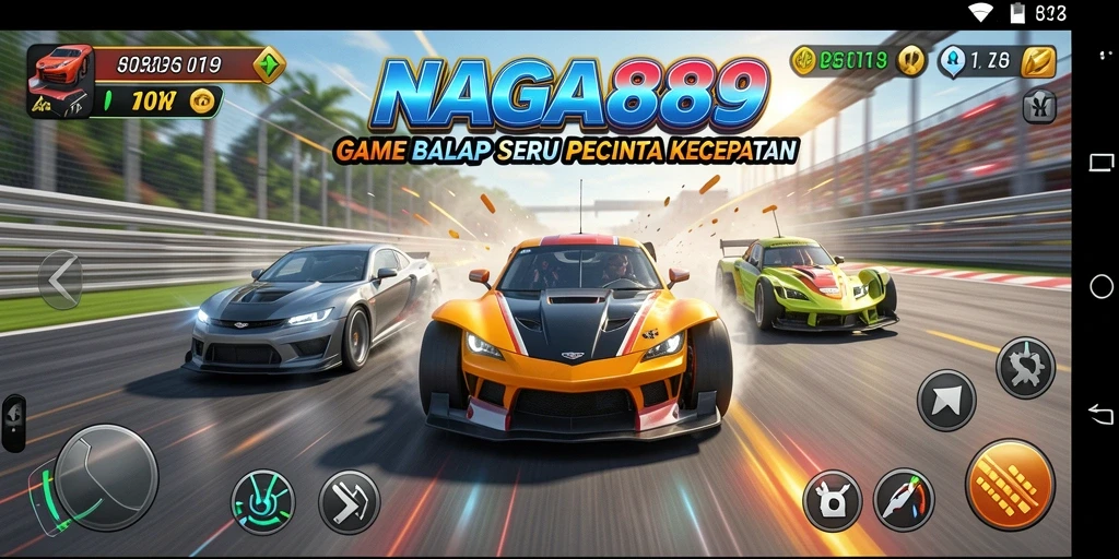 Tangkapan layar dari gameplay balapan yang mendebarkan.
