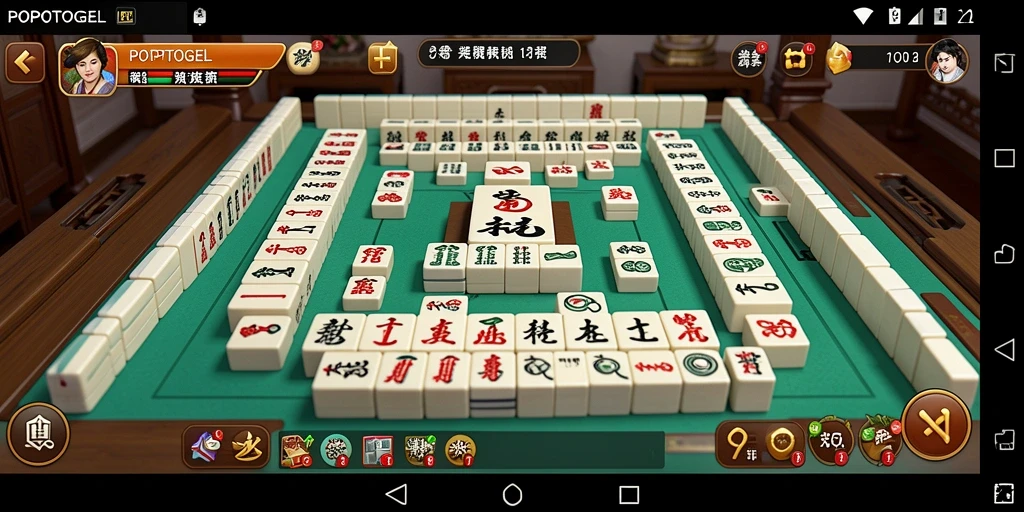 Screenshot gameplay Mahjong POPOTOGEL yang menghibur.