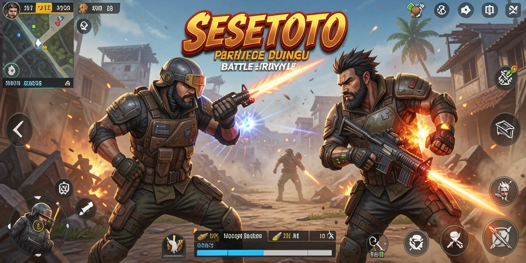 Gameplay mendebarkan di arena Battle Royale SESETOTO.