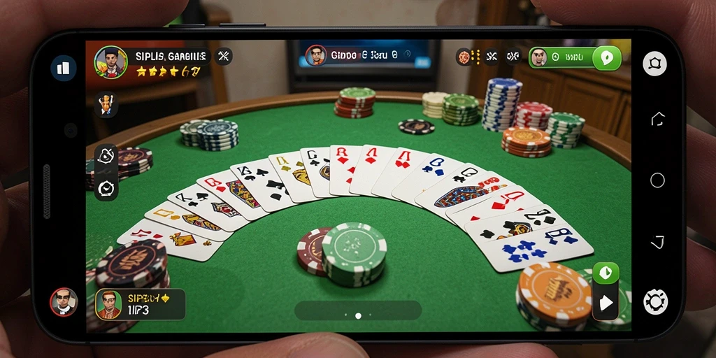 Menampilkan gameplay seru dari aplikasi SIP33 yang penuh strategi Gaple.