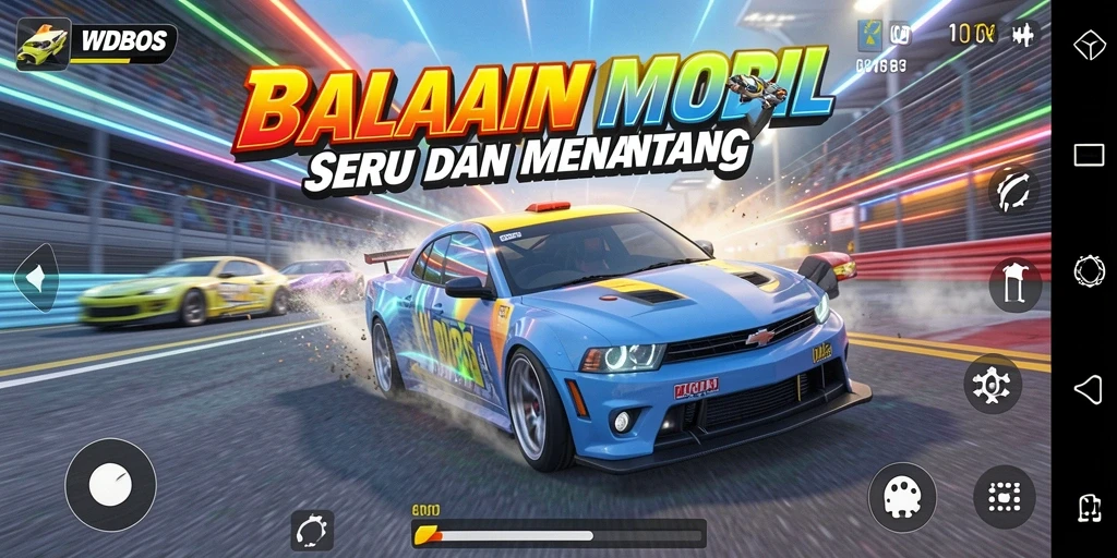Gameplay menarik WDBOS saat balapan mobil di lintasan yang menantang.