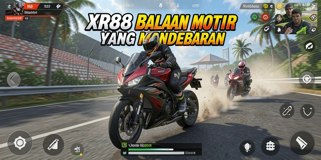 Tampilan gameplay XR88 yang mendebarkan dengan aksi balapan motor.